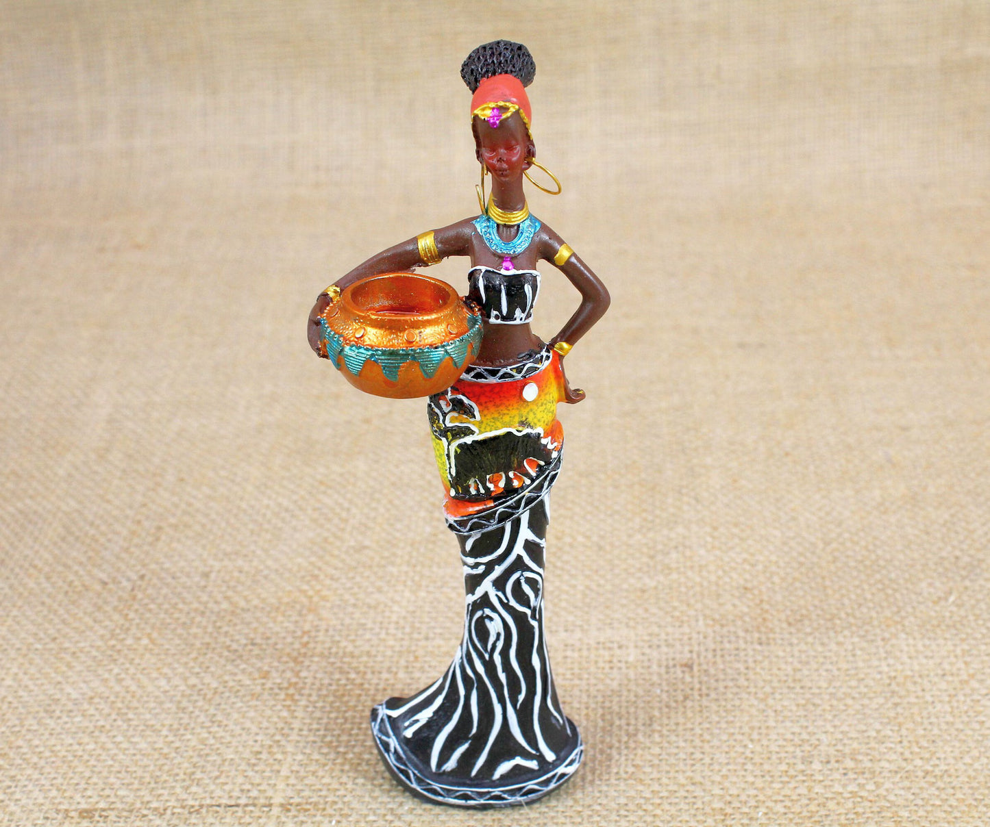 African Woman Polyresin Figurine