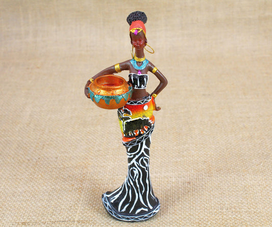 African Woman Polyresin Figurine