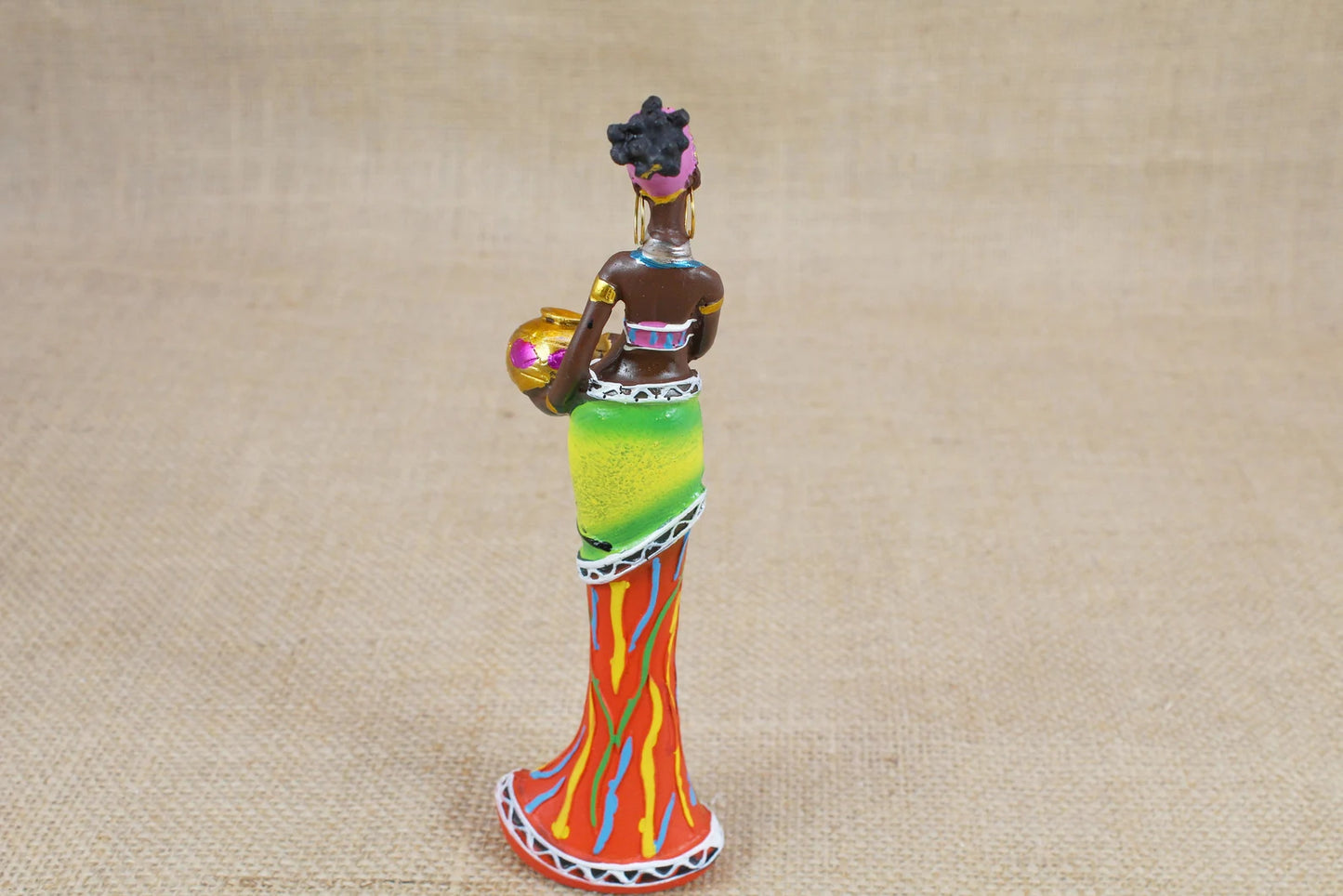 African Woman Polyresin Figurine - Golden
